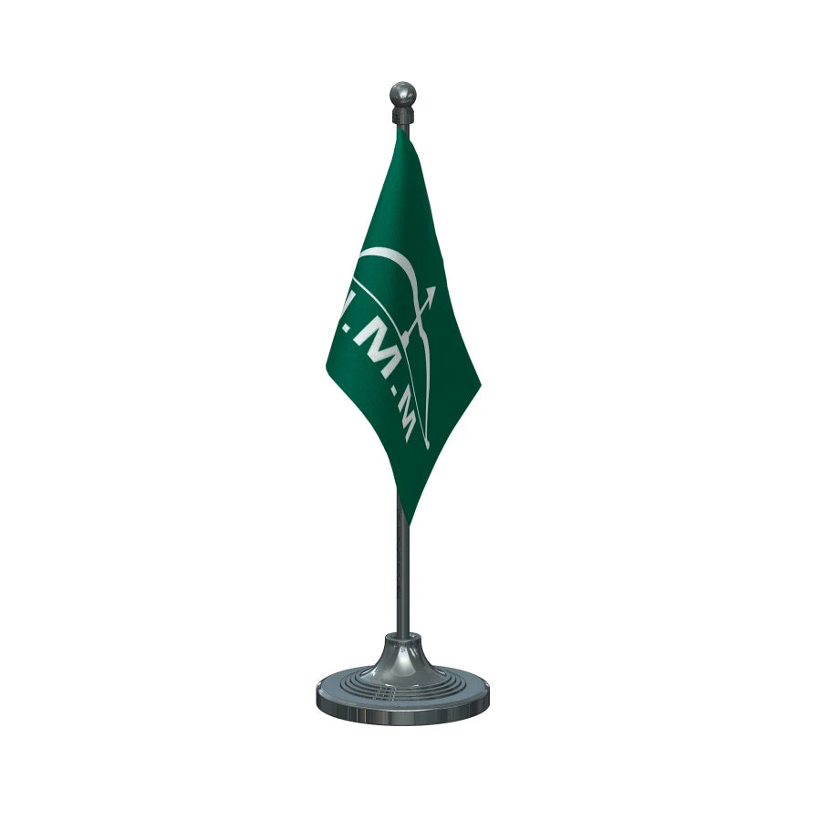 JMM Jharkhand Mukti Morcha Party Table Flag of 4in x 6in With A Heavy Plastic Base