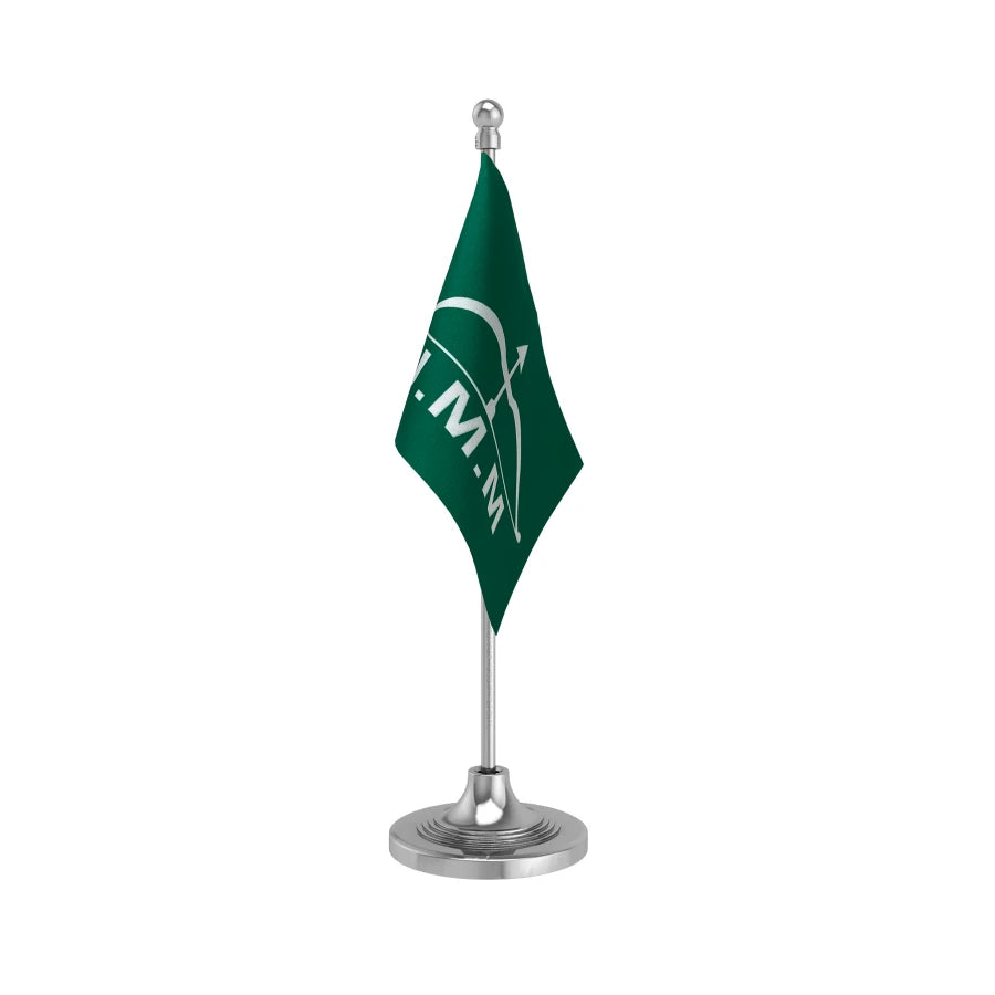 JMM Jharkhand Mukti Morcha Party Table Flag of 4in x 6in With A Heavy Plastic Base