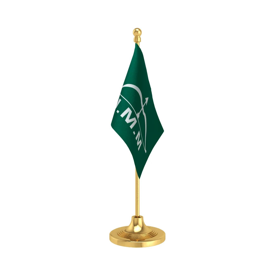 JMM Jharkhand Mukti Morcha Party Table Flag of 4in x 6in With A Heavy Plastic Base