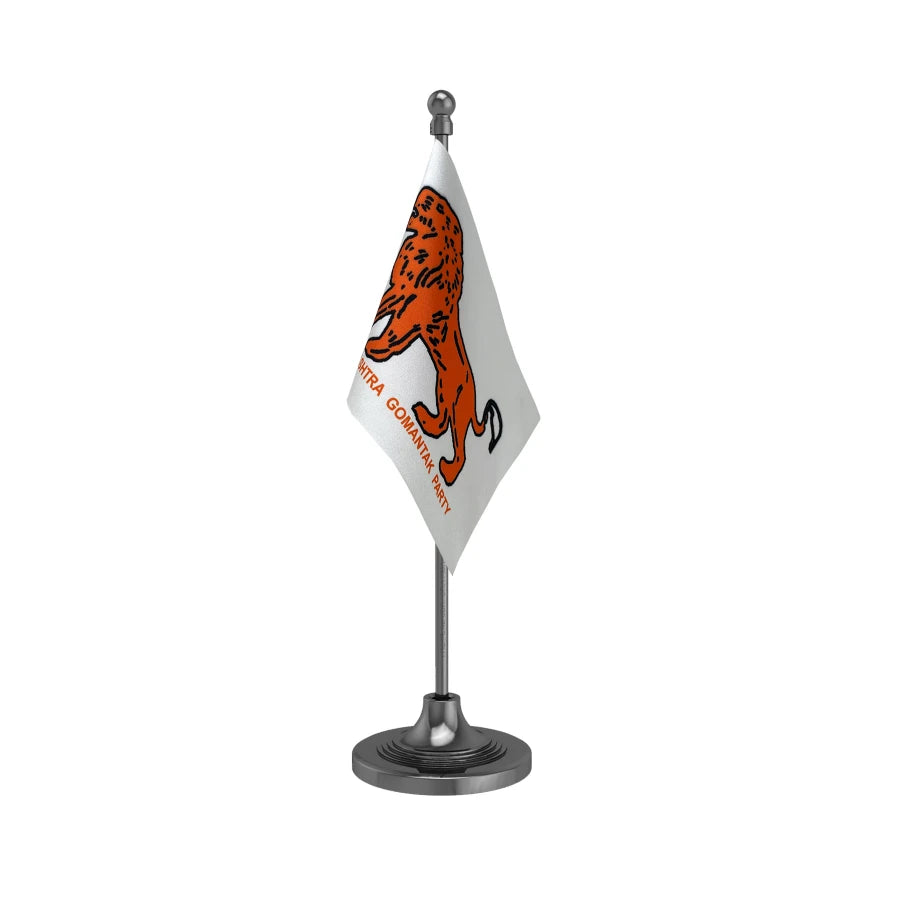 MGP Maharashtrawadi Gomantak Party Table Flag of 4in x 6in With A Heavy Plastic Base