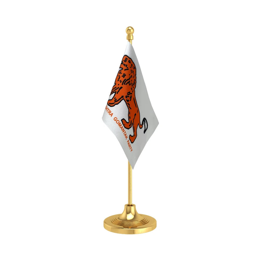 MGP Maharashtrawadi Gomantak Party Table Flag of 4in x 6in With A Heavy Plastic Base