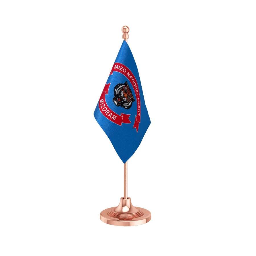 MNF Mizo National Front Party Table Flag of 4in x 6in With A Heavy Plastic Base