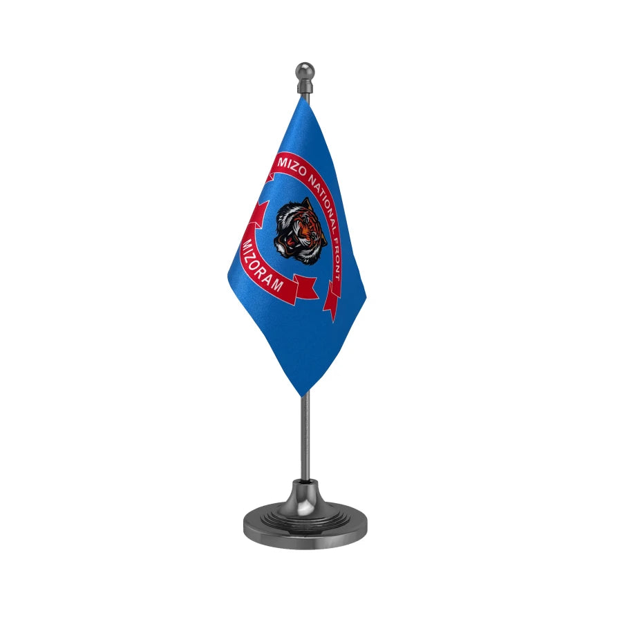 MNF Mizo National Front Party Table Flag of 4in x 6in With A Heavy Plastic Base