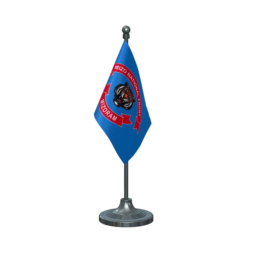 MNF Mizo National Front Party Table Flag of 4in x 6in With A Heavy Plastic Base