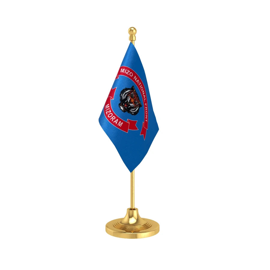 MNF Mizo National Front Party Table Flag of 4in x 6in With A Heavy Plastic Base