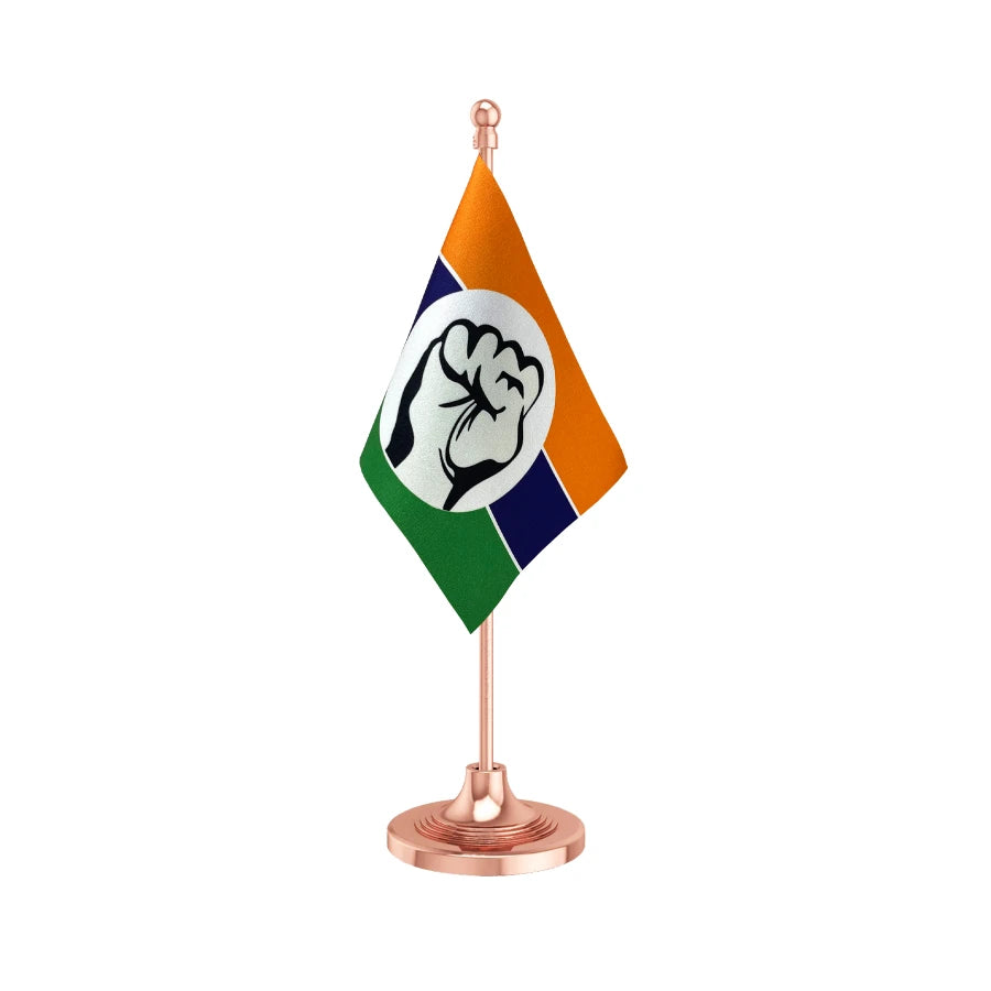 MSP Maharashtra Swabhiman Paksha Table Flag of 4in x 6in With A Heavy Plastic Base