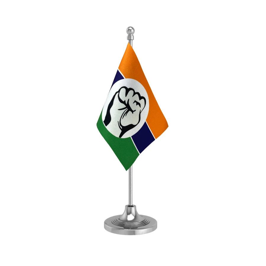 MSP Maharashtra Swabhiman Paksha Table Flag of 4in x 6in With A Heavy Plastic Base