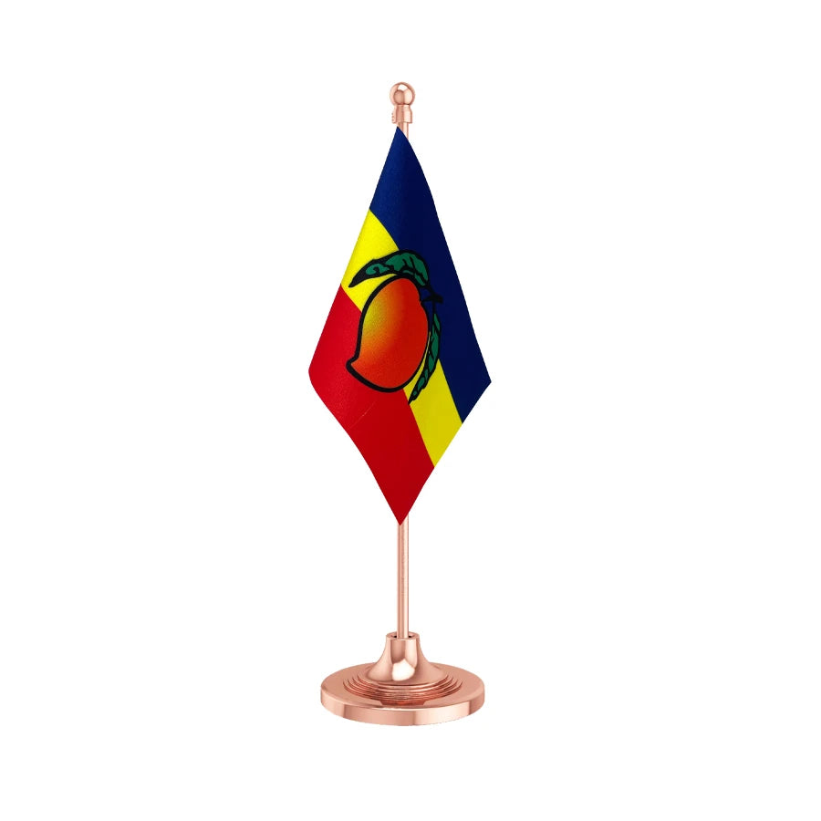 PMK Pattali Makkal Katchi Table Flag of 4in x 6in With A Heavy Plastic Base