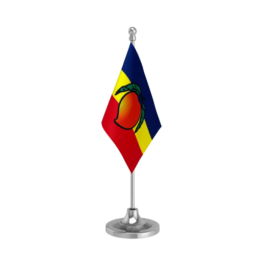 PMK Pattali Makkal Katchi Table Flag of 4in x 6in With A Heavy Plastic Base