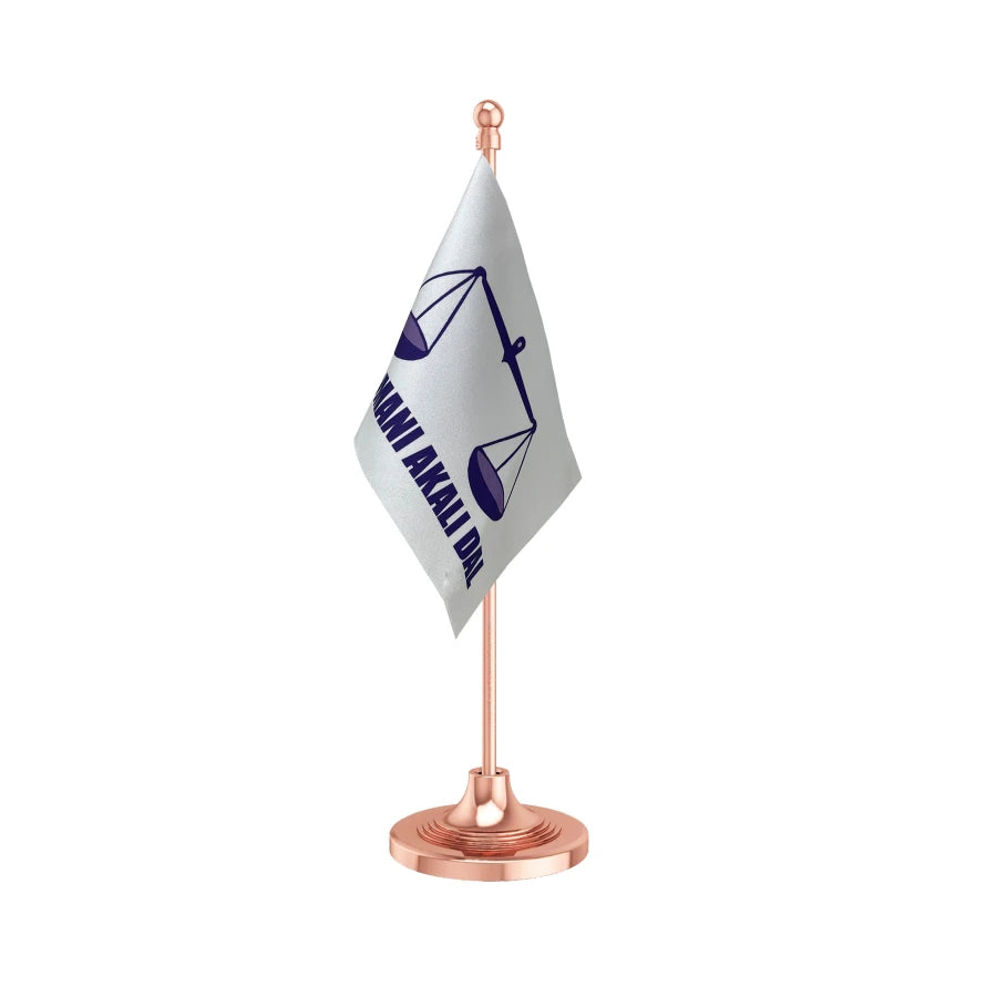 Shiromani Akali Dal Table Flag of 4in x 6in With A Heavy Plastic Base