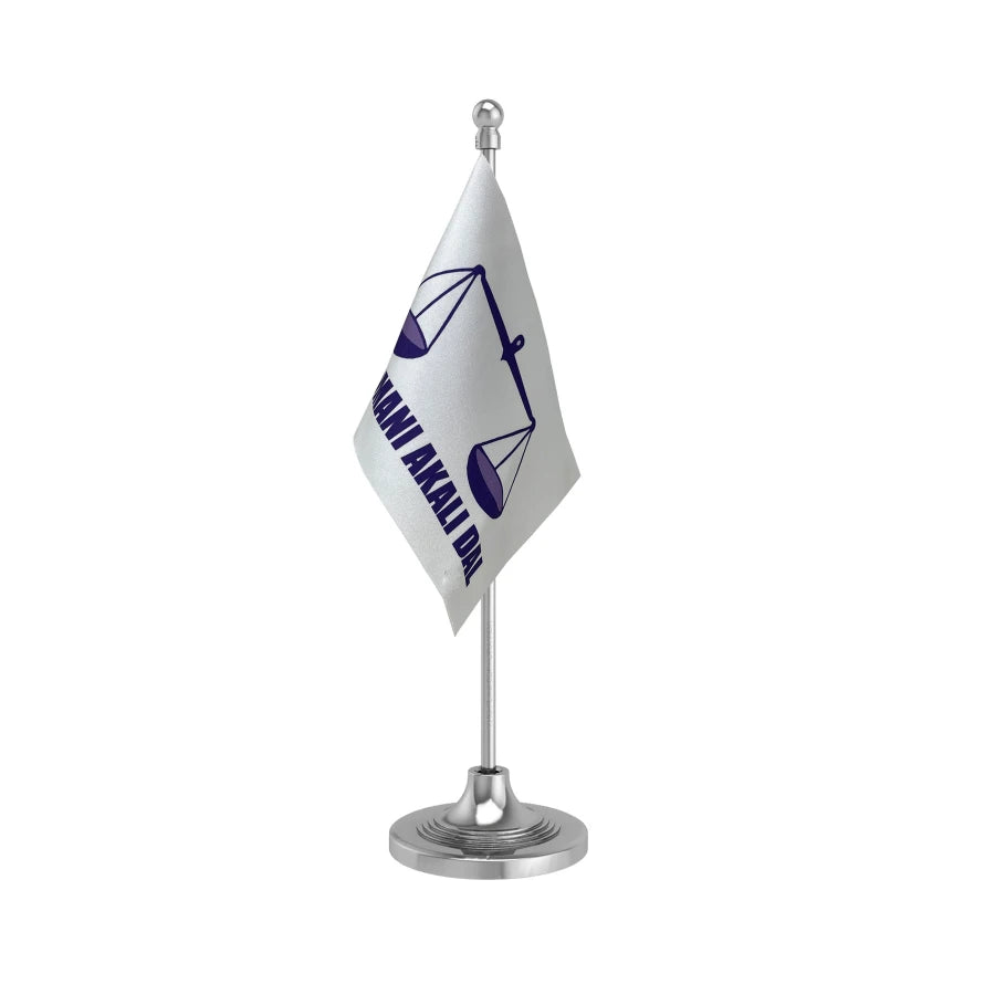 Shiromani Akali Dal Table Flag of 4in x 6in With A Heavy Plastic Base