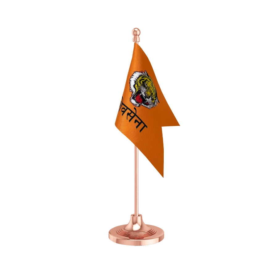 Shiv Sena Party Table Flag of 4in x 6in With A Heavy Plastic Base