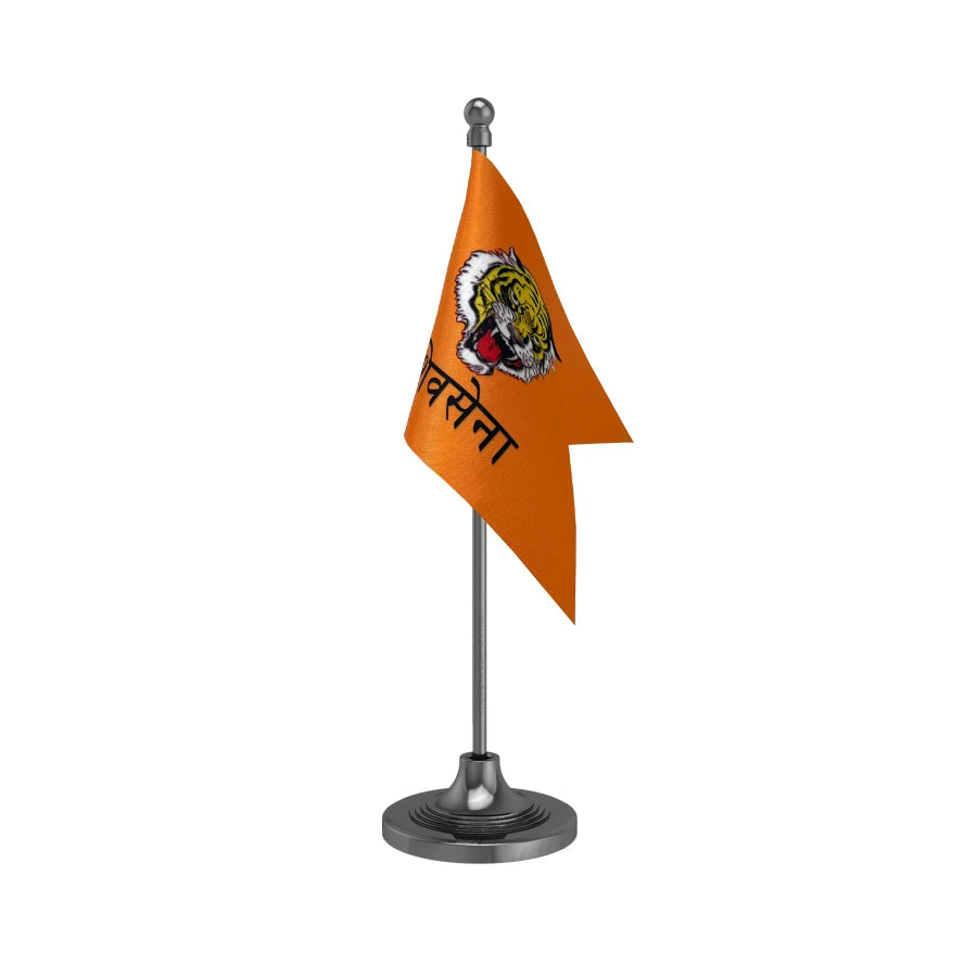 Shiv Sena Party Table Flag of 4in x 6in With A Heavy Plastic Base