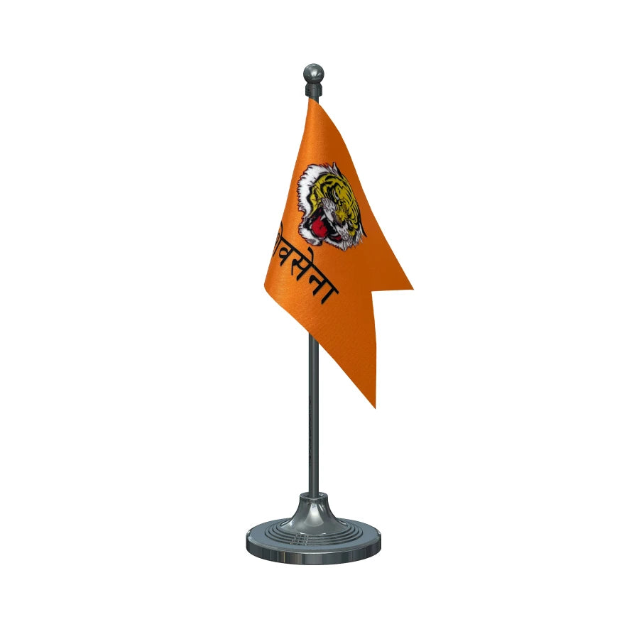 Shiv Sena Party Table Flag of 4in x 6in With A Heavy Plastic Base