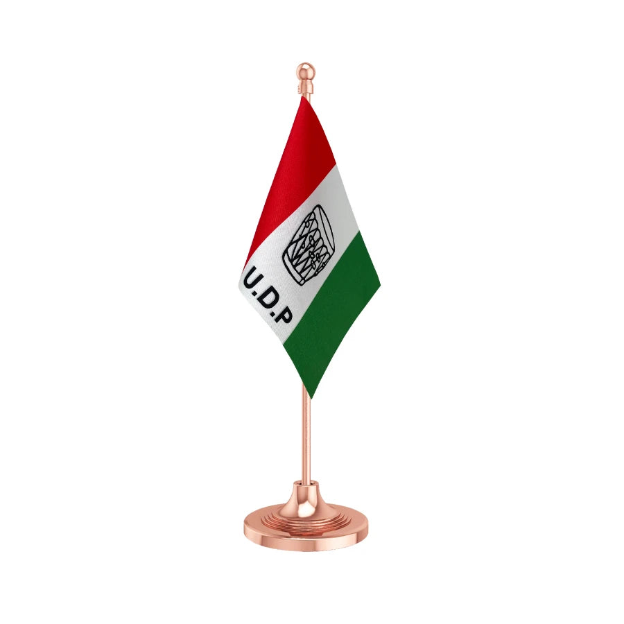 UDP United Democratic Party of IndiaTable Flag of 4in x 6in With A Heavy Plastic Base