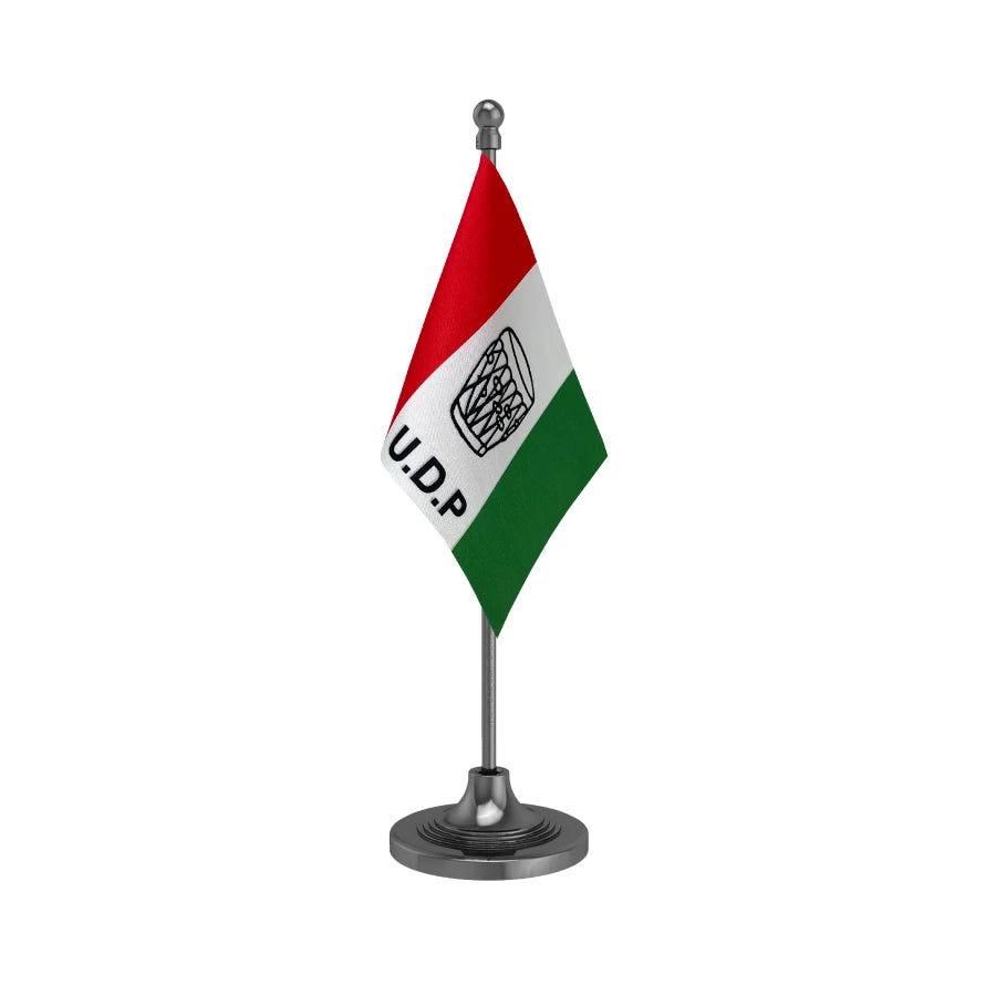 UDP United Democratic Party of IndiaTable Flag of 4in x 6in With A Heavy Plastic Base