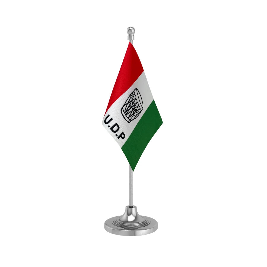 UDP United Democratic Party of IndiaTable Flag of 4in x 6in With A Heavy Plastic Base