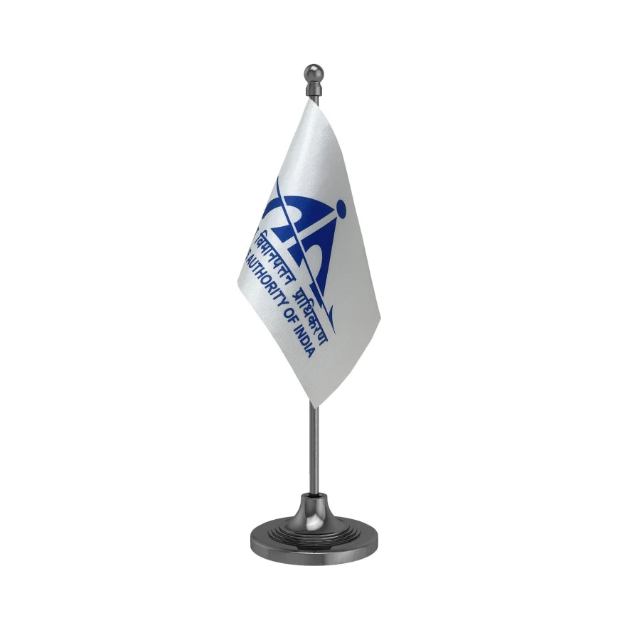 AAI Airport Authority Table Flag of 4in x 6in With A Heavy Plastic Base