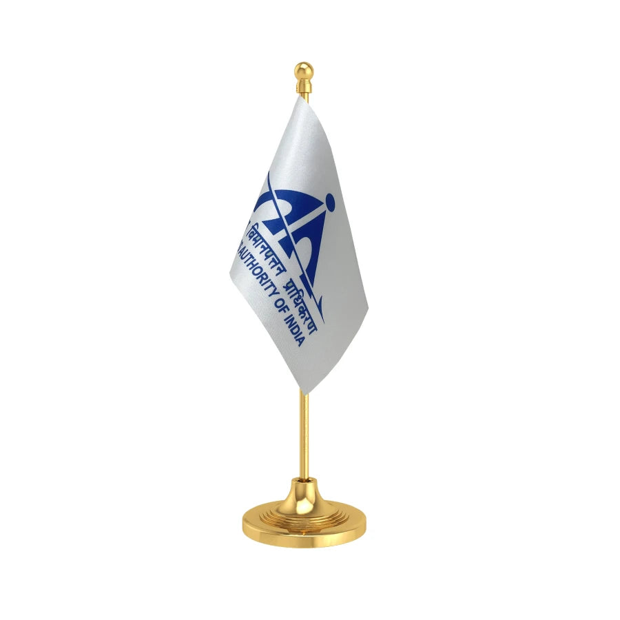 AAI Airport Authority Table Flag of 4in x 6in With A Heavy Plastic Base