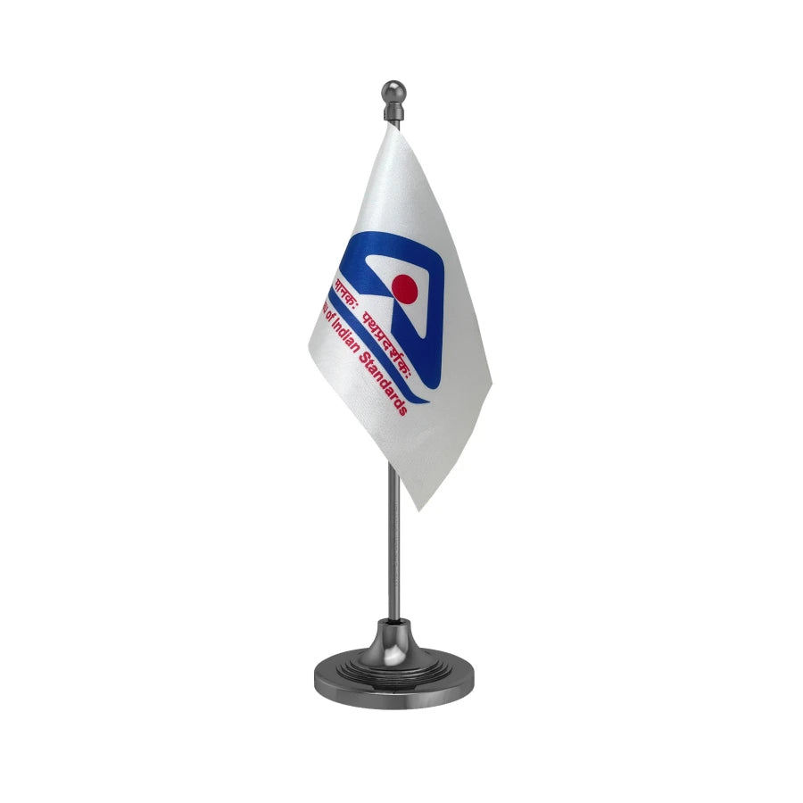 BIS Bureau of Indian Standards Table Flag of 4in x 6in With A Heavy Plastic Base