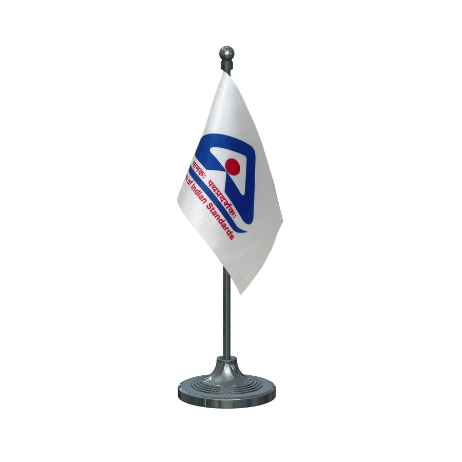 BIS Bureau of Indian Standards Table Flag of 4in x 6in With A Heavy Plastic Base