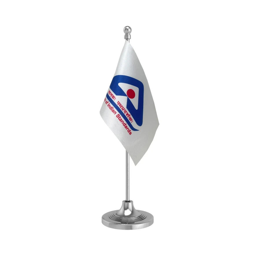 BIS Bureau of Indian Standards Table Flag of 4in x 6in With A Heavy Plastic Base