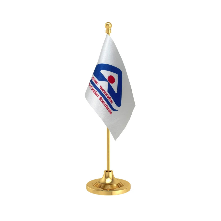 BIS Bureau of Indian Standards Table Flag of 4in x 6in With A Heavy Plastic Base