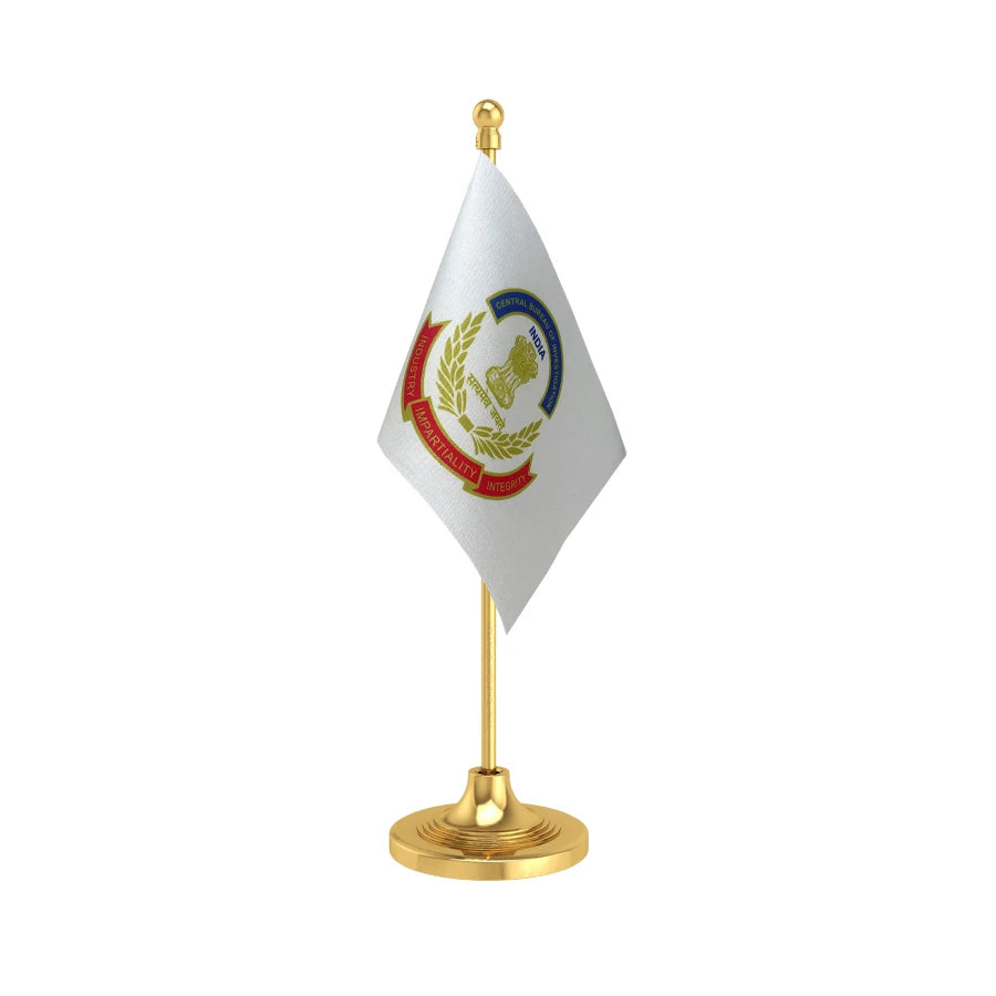 CBI Central Bureau of Investigation Table Flag of 4in x 6in With A Heavy Plastic Base