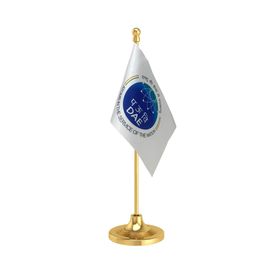 DAE Department of Atomic Energy Table Flag of 4in x 6in With A Heavy Plastic Base