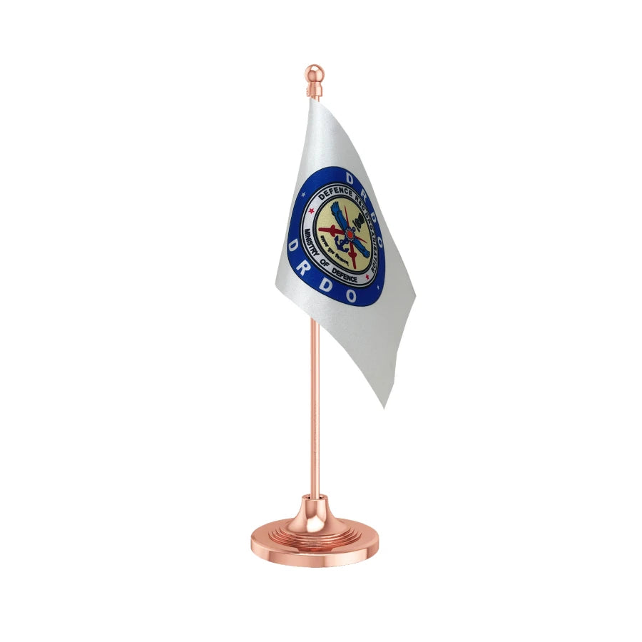 DRDO Defence Research & Development Organisation Table Flag of 4in x 6in With A Heavy Plastic Base