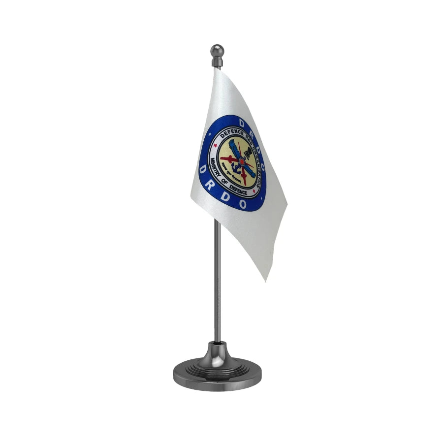 DRDO Defence Research & Development Organisation Table Flag of 4in x 6in With A Heavy Plastic Base