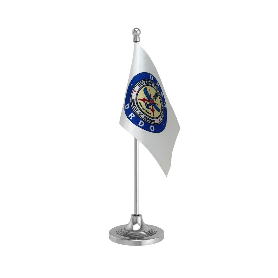 DRDO Defence Research & Development Organisation Table Flag of 4in x 6in With A Heavy Plastic Base