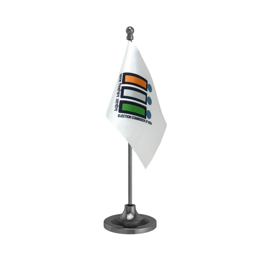 ECI Election Commission of India Table Flag of 4in x 6in With A Heavy Plastic Base