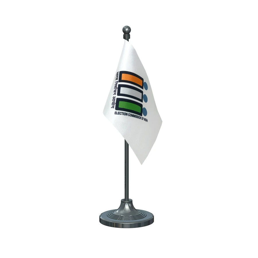 ECI Election Commission of India Table Flag of 4in x 6in With A Heavy Plastic Base