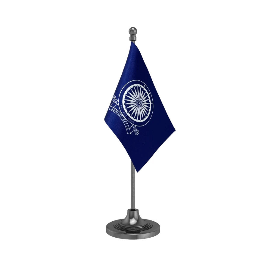 IAS Indian Administrative Service Table Flag of 4in x 6in With A Heavy Plastic Base