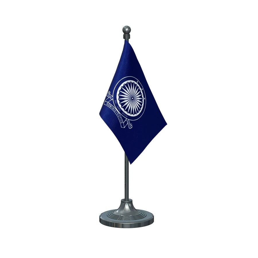 IAS Indian Administrative Service Table Flag of 4in x 6in With A Heavy Plastic Base