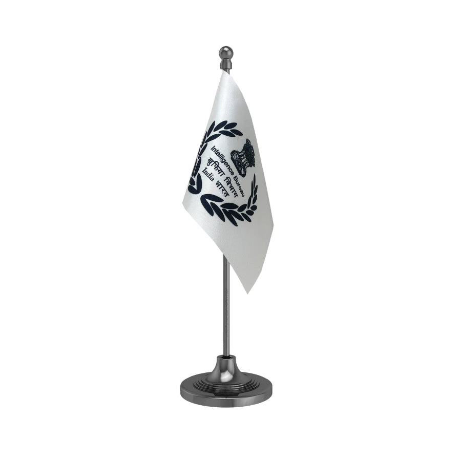 IB Intelligence Bureau Table Flag of 4in x 6in With A Heavy Plastic Base