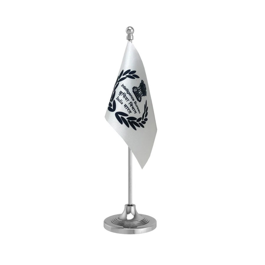 IB Intelligence Bureau Table Flag of 4in x 6in With A Heavy Plastic Base