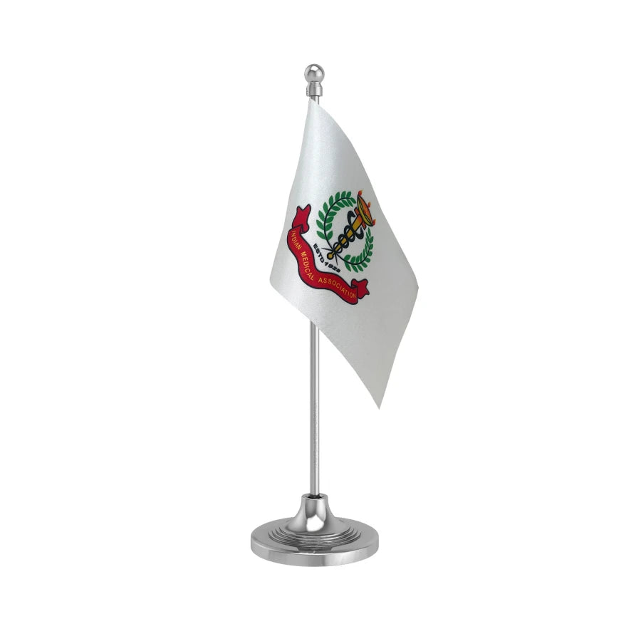 IMA Indian Medical Association Table Flag of 4in x 6in With A Heavy Plastic Base