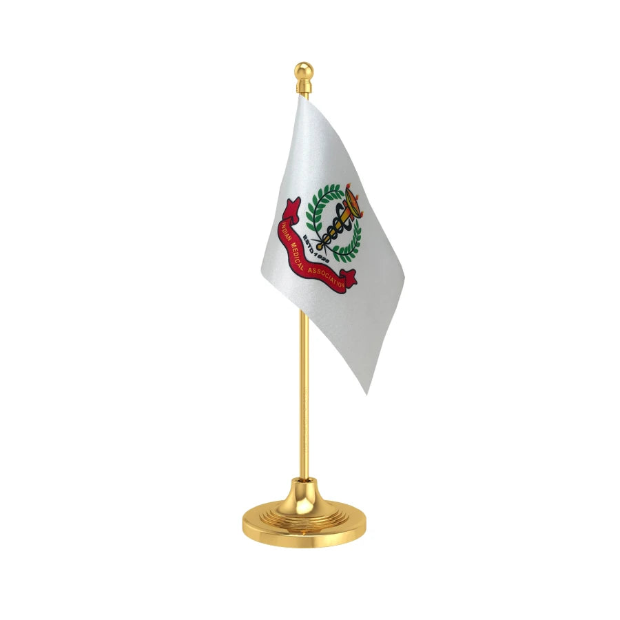 IMA Indian Medical Association Table Flag of 4in x 6in With A Heavy Plastic Base