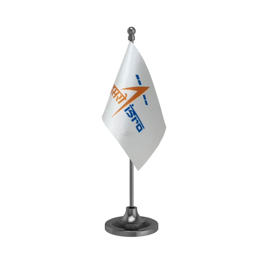 ISRO Indian Space Research Organisation Table Flag of 4in x 6in With A Heavy Plastic Base
