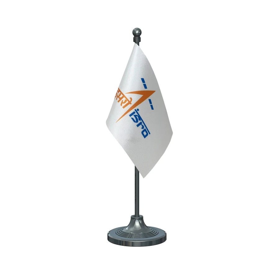 ISRO Indian Space Research Organisation Table Flag of 4in x 6in With A Heavy Plastic Base