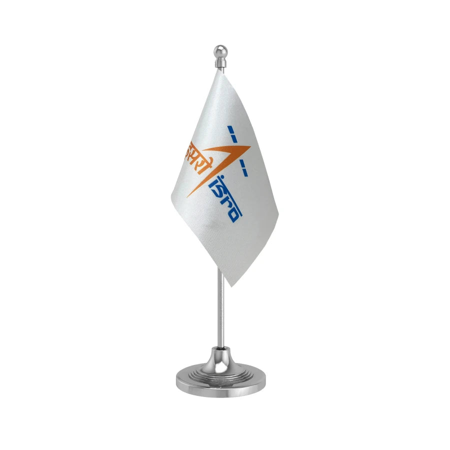 ISRO Indian Space Research Organisation Table Flag of 4in x 6in With A Heavy Plastic Base