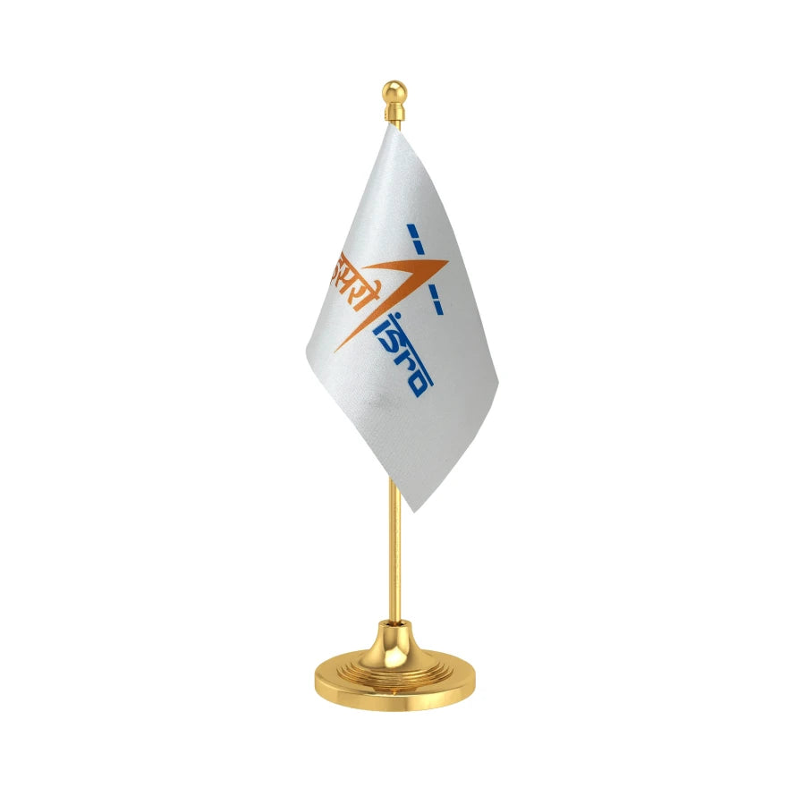 ISRO Indian Space Research Organisation Table Flag of 4in x 6in With A Heavy Plastic Base
