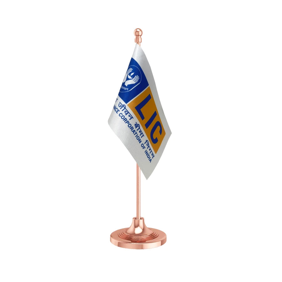 LIC Life Insurance Table Flag of 4in x 6in With A Heavy Plastic Base