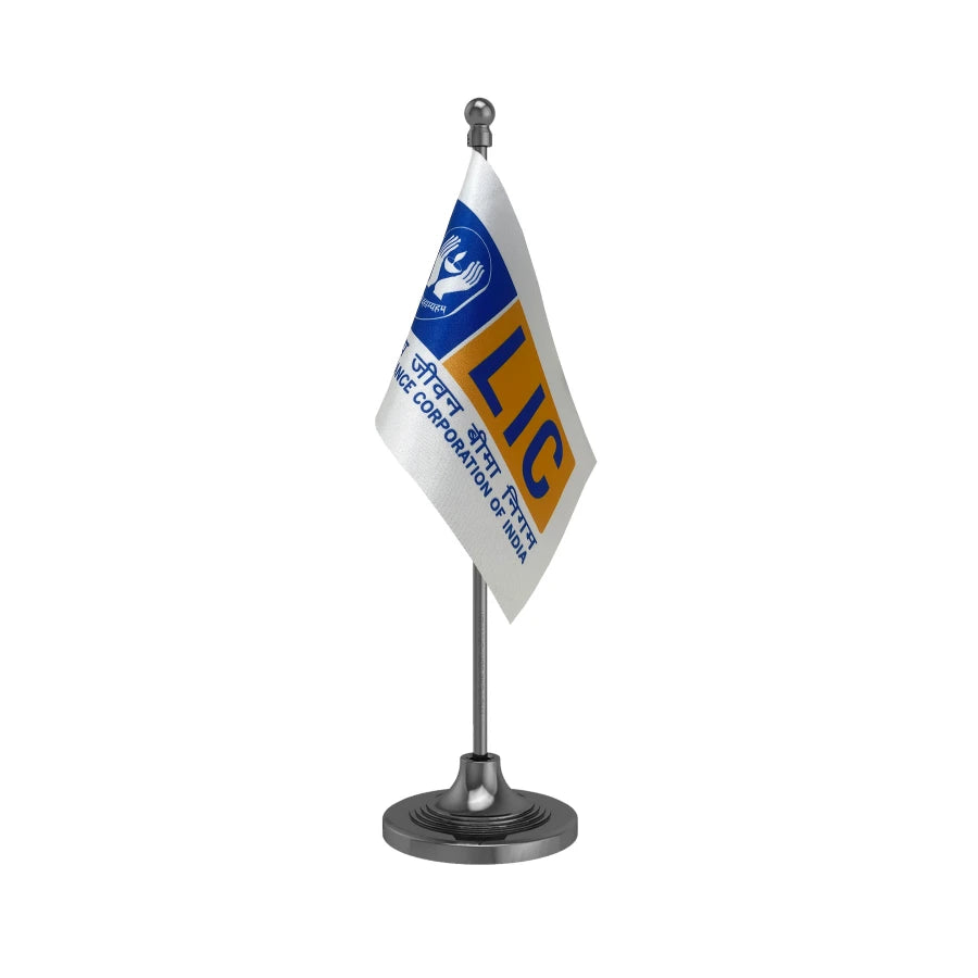 LIC Life Insurance Table Flag of 4in x 6in With A Heavy Plastic Base