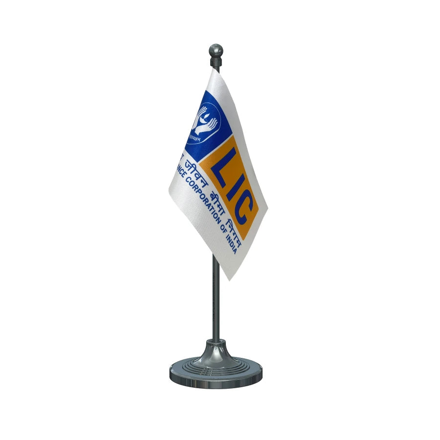 LIC Life Insurance Table Flag of 4in x 6in With A Heavy Plastic Base