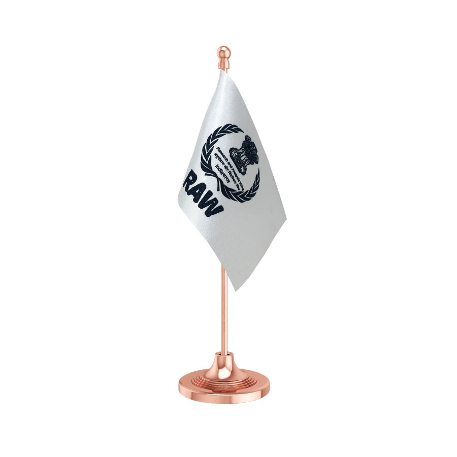 RAW Research & Analysis Wing Table Flag of 4in x 6in With A Heavy Plastic Base
