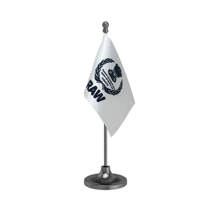 RAW Research & Analysis Wing Table Flag of 4in x 6in With A Heavy Plastic Base