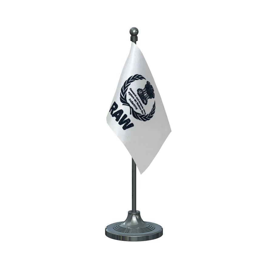 RAW Research & Analysis Wing Table Flag of 4in x 6in With A Heavy Plastic Base